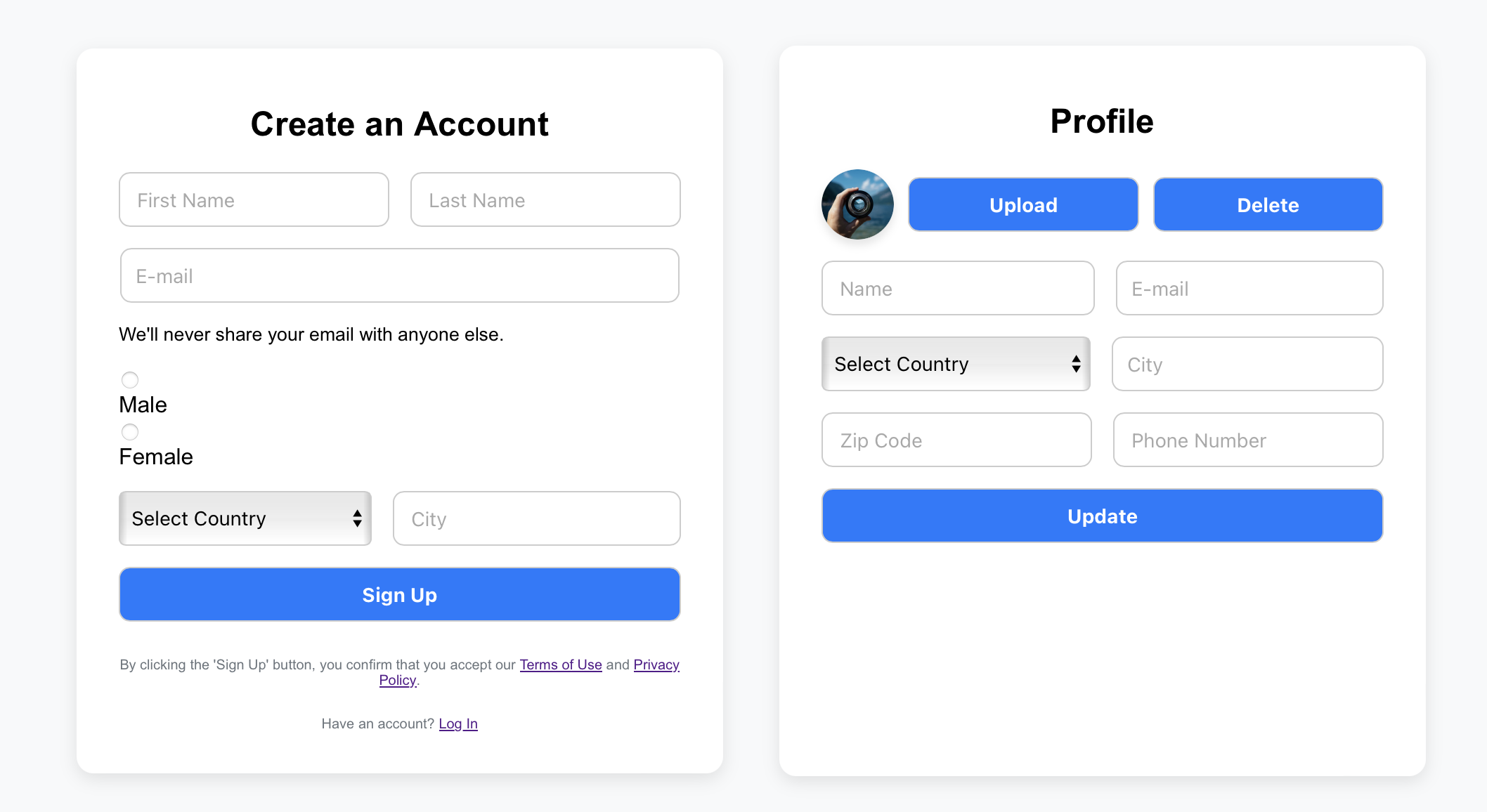 React Profile Form